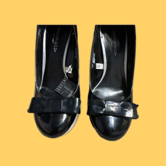 Hollywould Lauren Black F10991 Women 10 Heels Pumps Vintage Y2K Cute Goth New - Picture 6 of 8